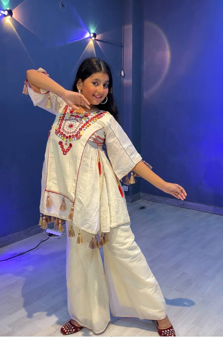Pure Khadi Cotton Embroidered Kurti with Plazzo
