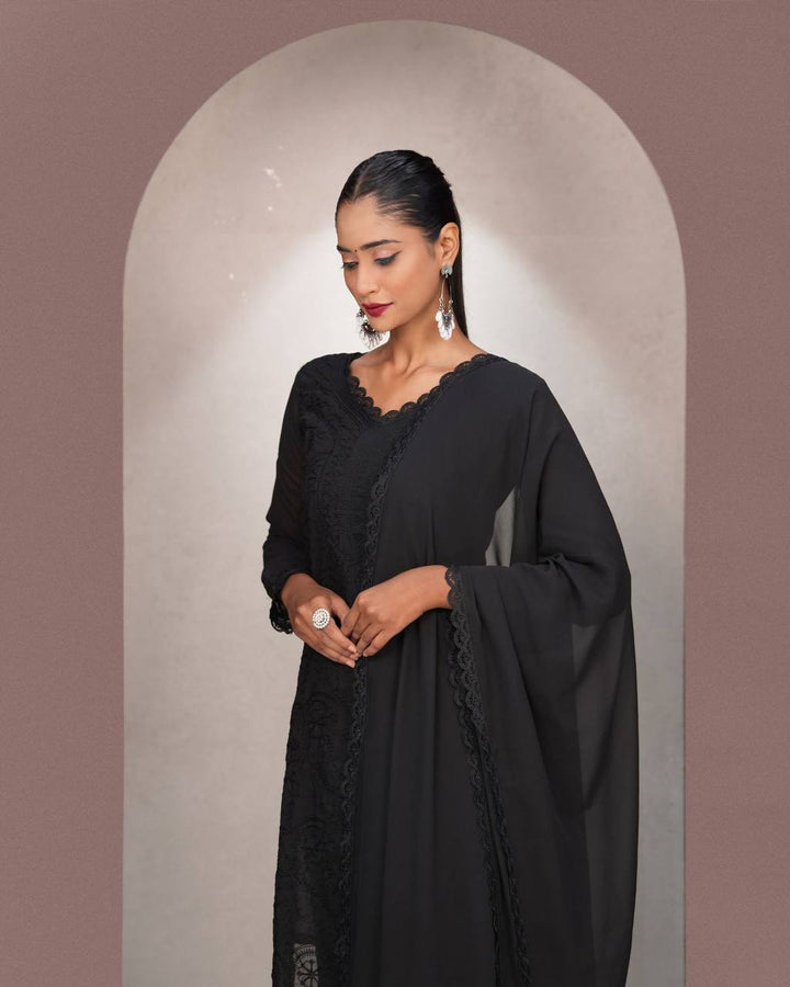Elegant Chikankari embroidery Fox Georgette Kurta Set