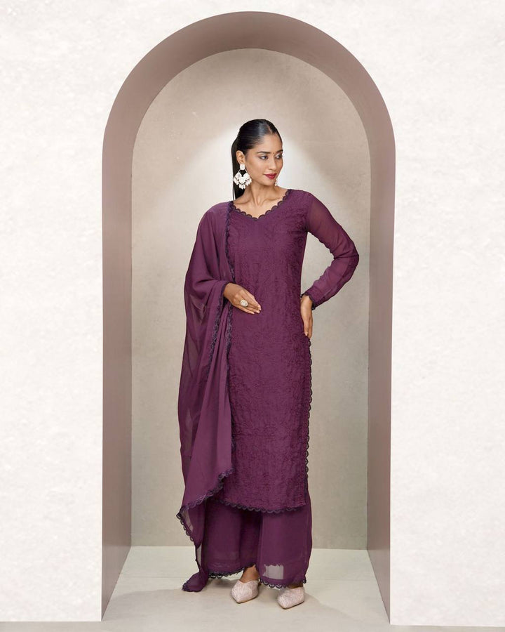 Elegant Chikankari embroidery Fox Georgette Kurta Set