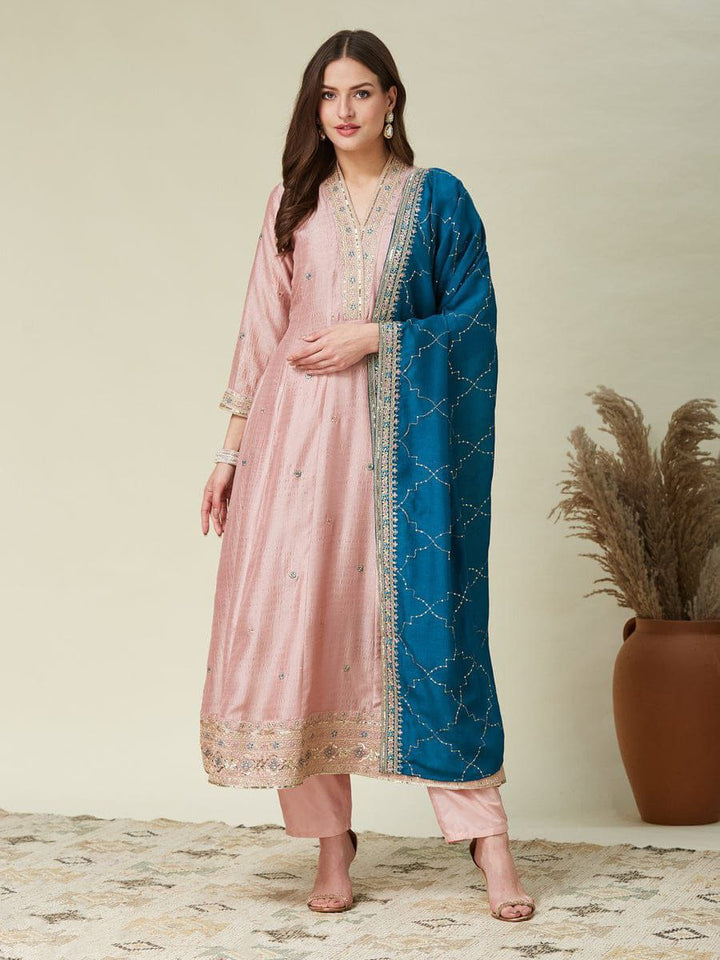Elegant Vichhitra Silk Kurta Set with Embroidery Work
