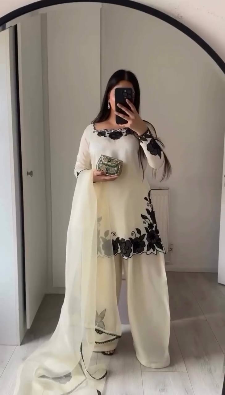 Beautiful Embroidered Fendy Silk Set