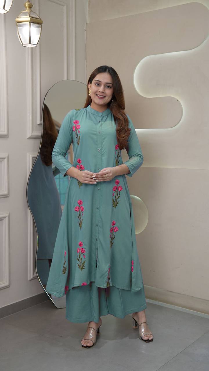 Elegant Rayon Kurti with Palazzo Set