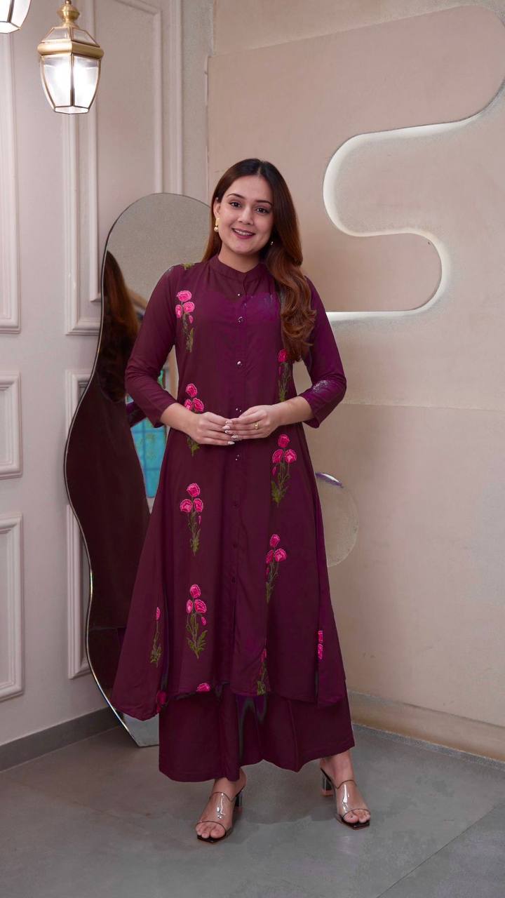 Elegant Rayon Kurti with Palazzo Set