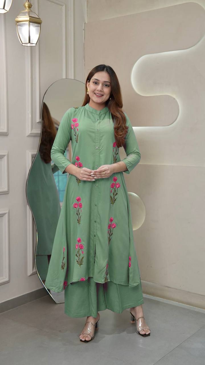 Elegant Rayon Kurti with Palazzo Set