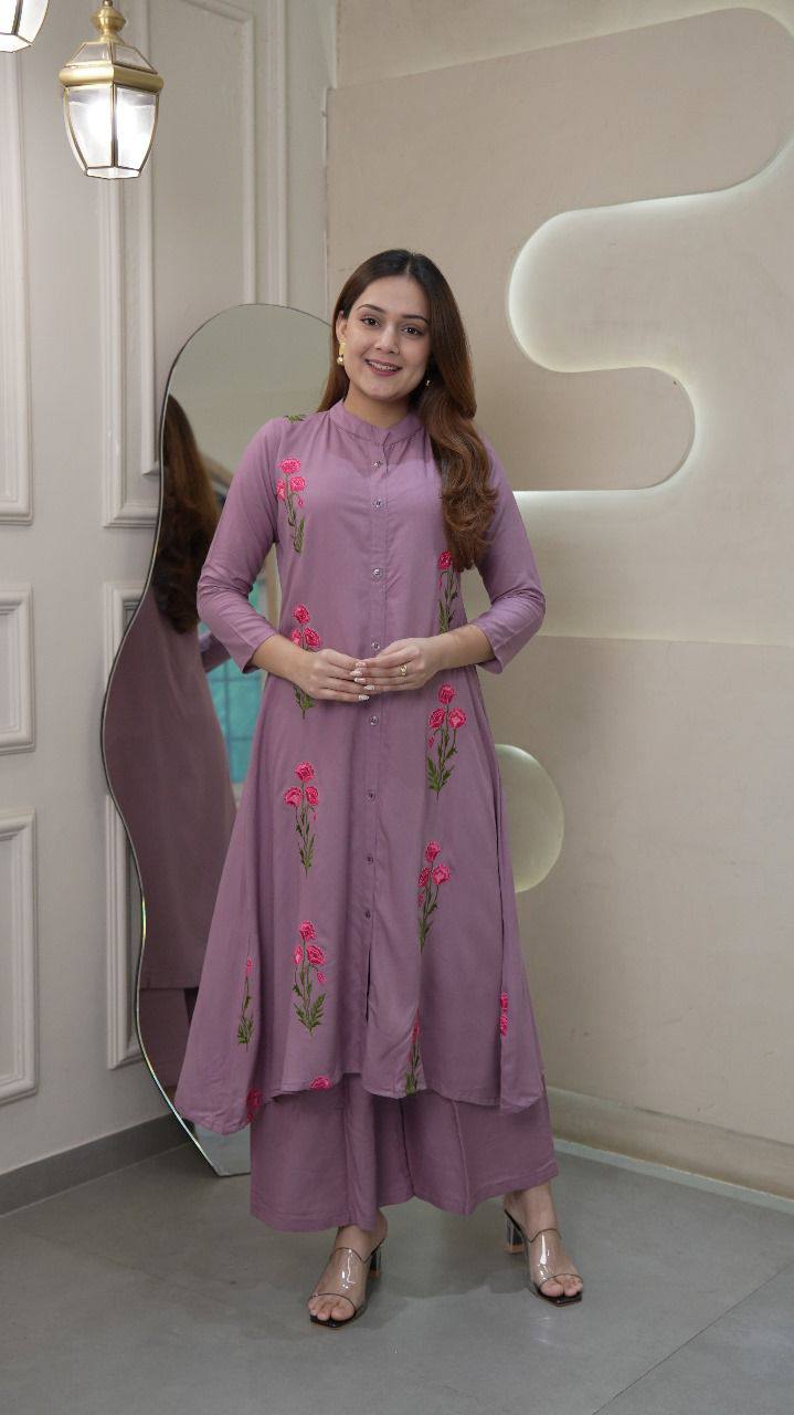 Elegant Rayon Kurti with Palazzo Set