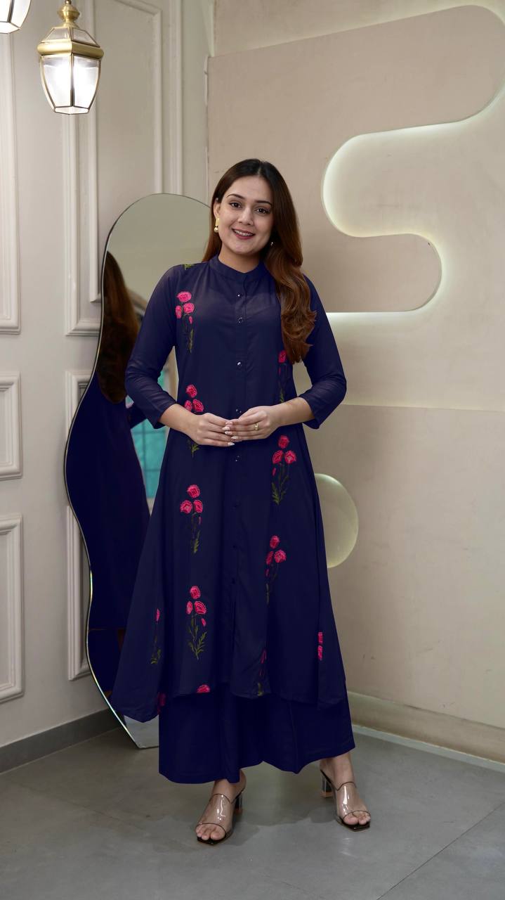 Elegant Rayon Kurti with Palazzo Set