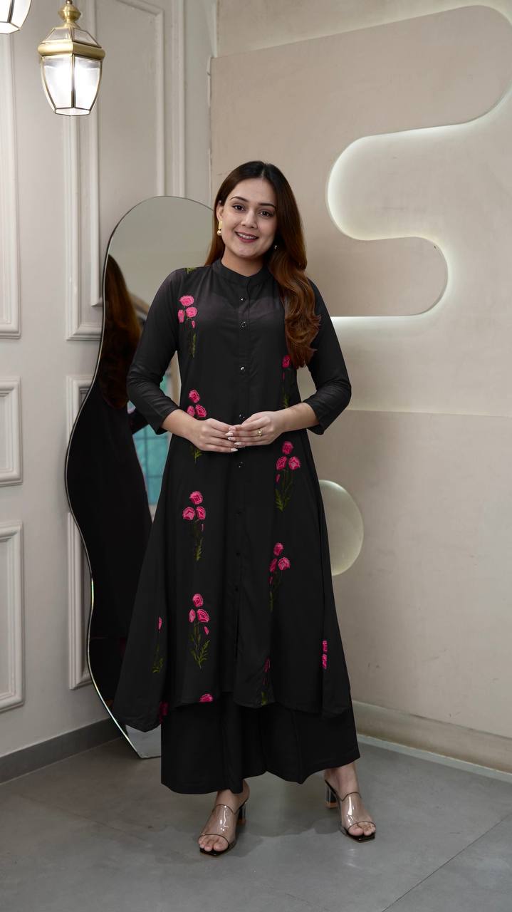 Elegant Rayon Kurti with Palazzo Set