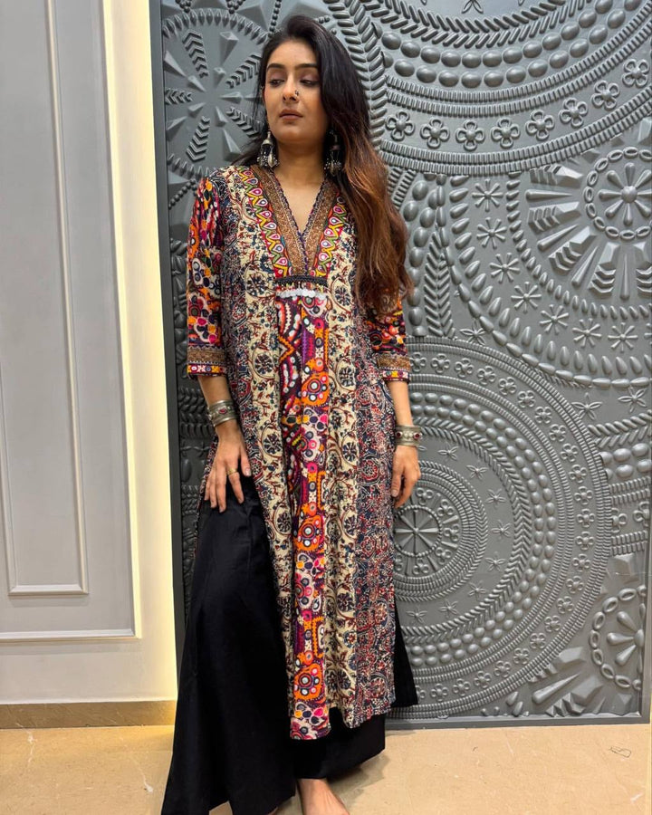 Trendy Printed Reyon Kurta Plazzo Set