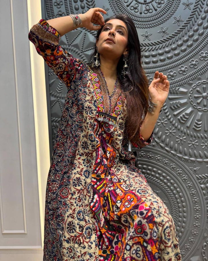 Trendy Printed Reyon Kurta Plazzo Set