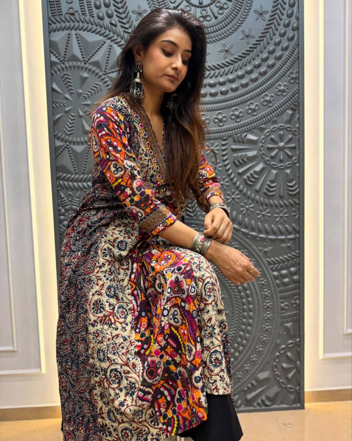 Trendy Printed Reyon Kurta Plazzo Set