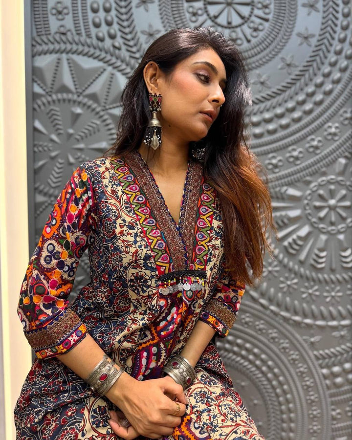 Trendy Printed Reyon Kurta Plazzo Set