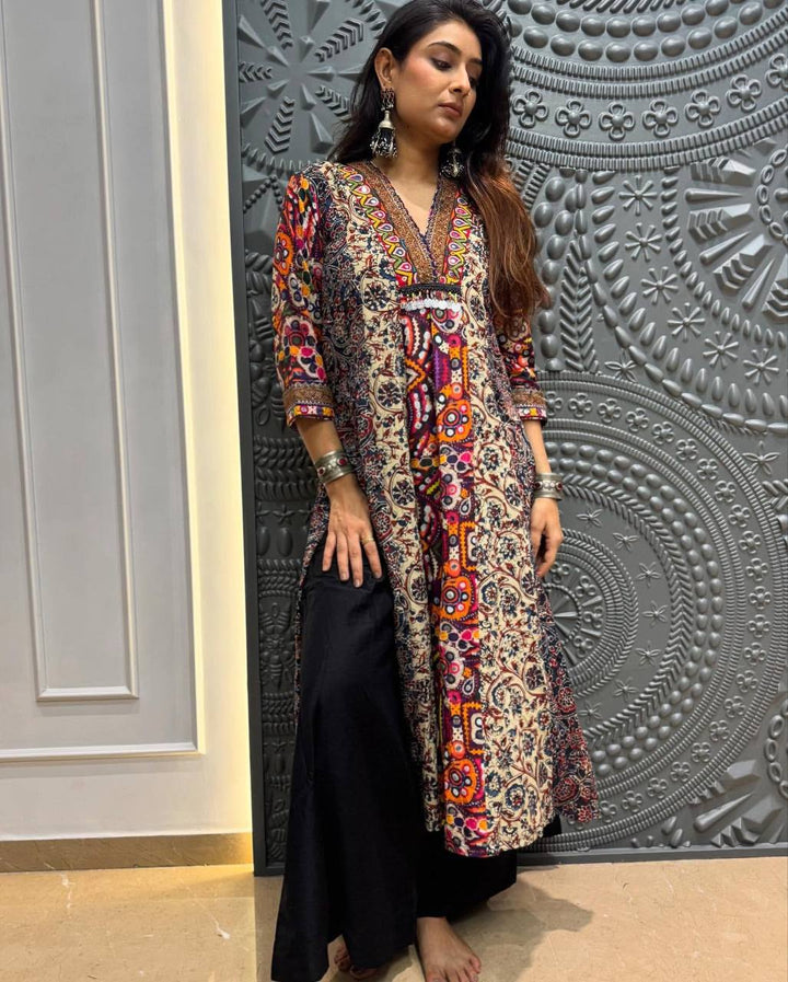 Trendy Printed Reyon Kurta Plazzo Set