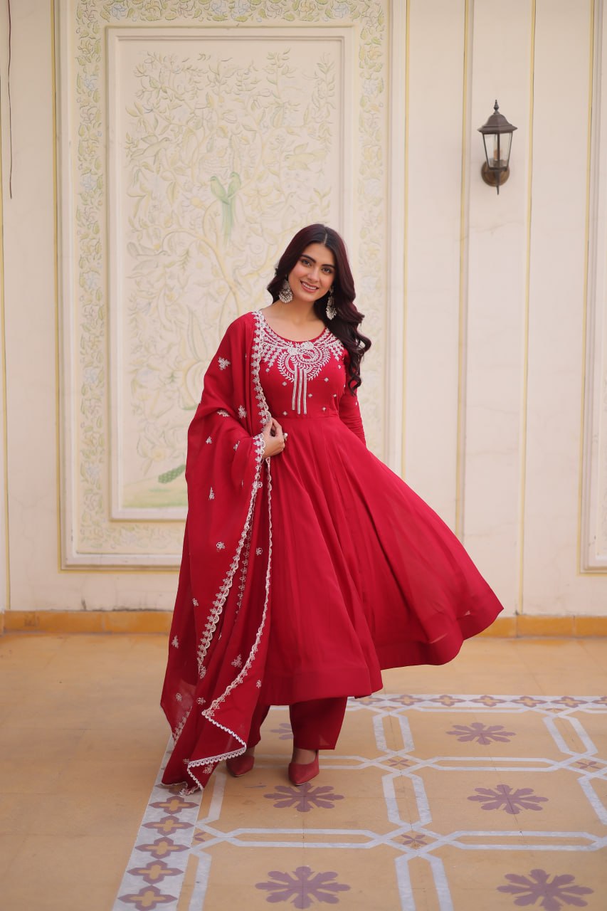 Meher Rang Mal Chanderi Embroidery Work Anarkali