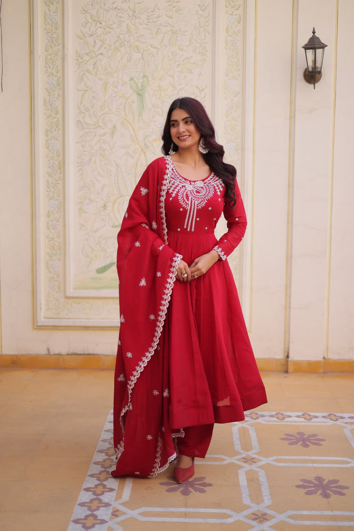 Meher Rang Mal Chanderi Embroidery Work Anarkali