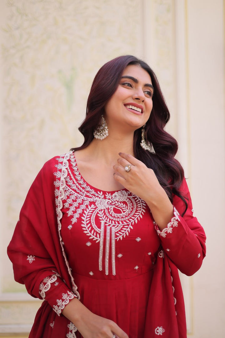 Meher Rang Mal Chanderi Embroidery Work Anarkali