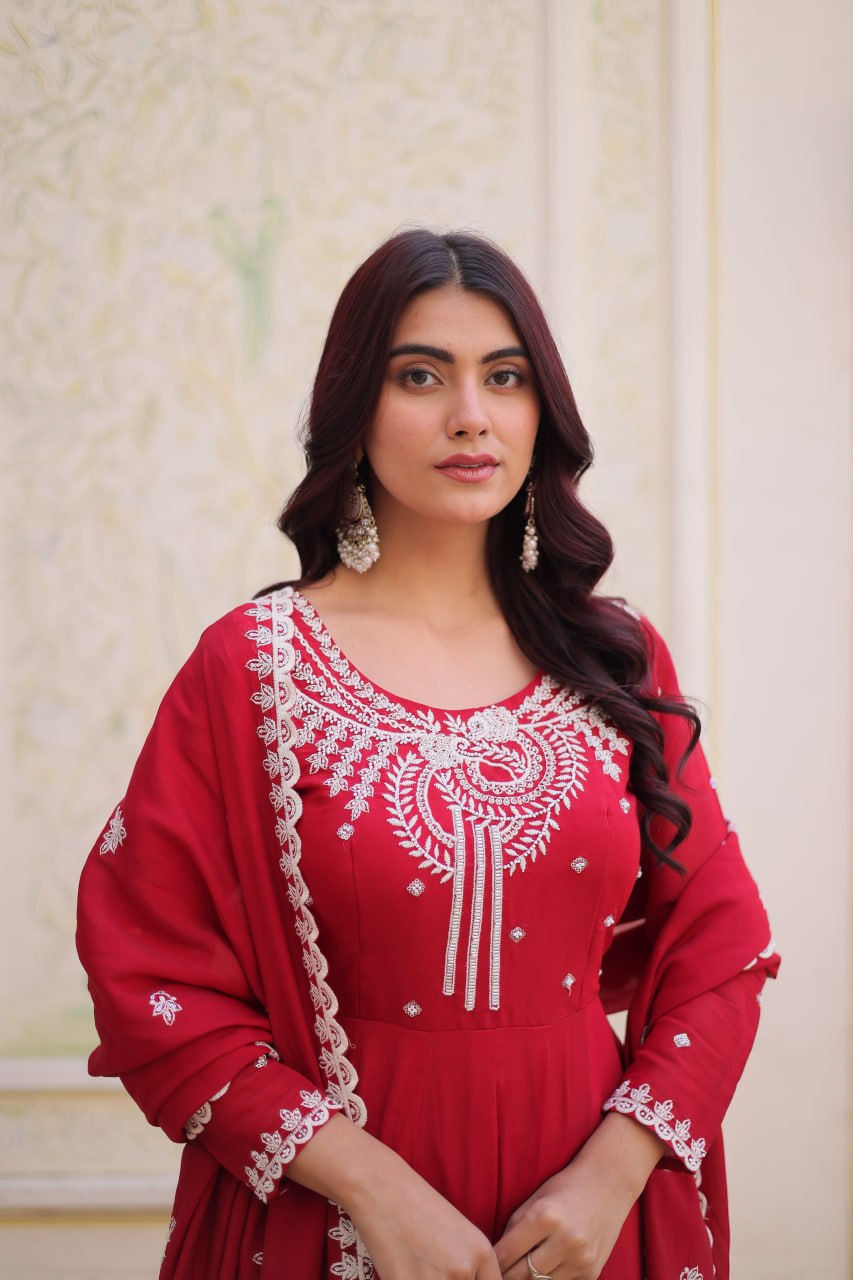 Meher Rang Mal Chanderi Embroidery Work Anarkali