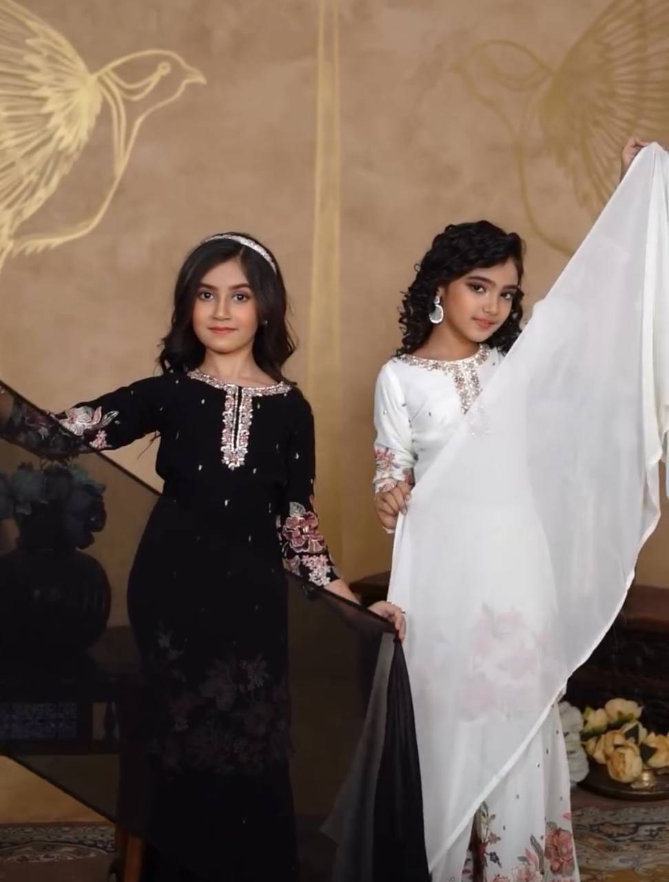 Elegant Chinon Silk Embroidered Sharara Set