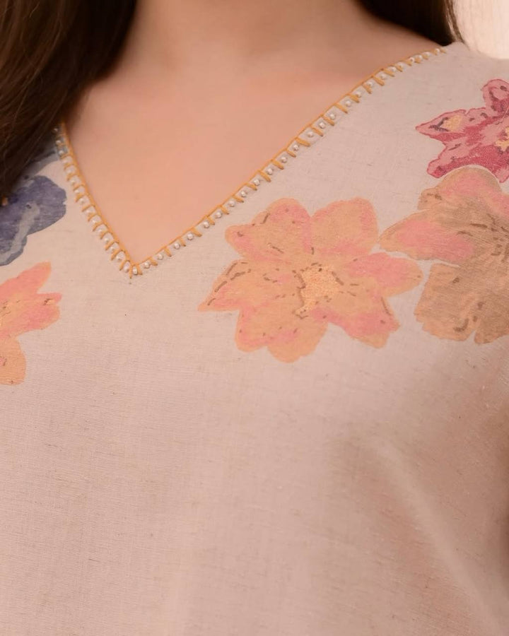 Elegant Cotton Floral Print Salwar Kameez Set with Dupatta