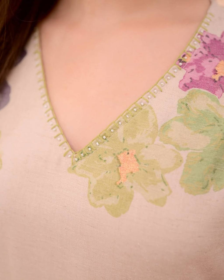 Elegant Cotton Floral Print Salwar Kameez Set with Dupatta