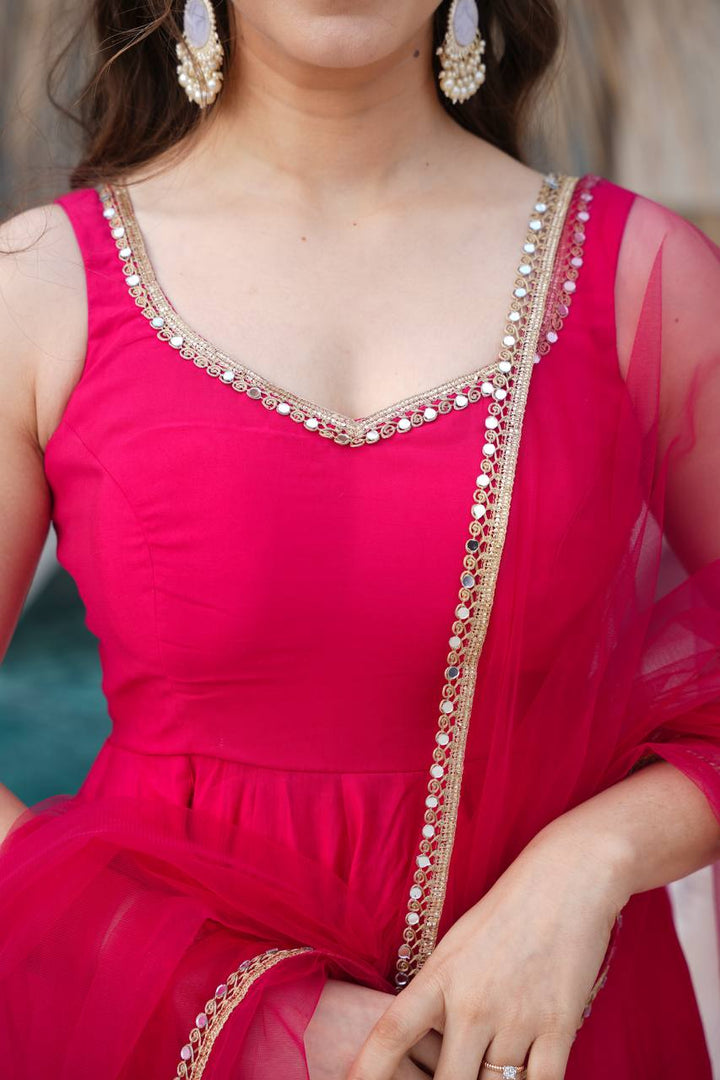 HEAVY PURE ROMANSILK WITH HANDWORK GOWN