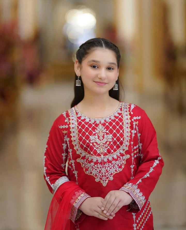 Elegant Crepe Silk Embroidered Suit Set