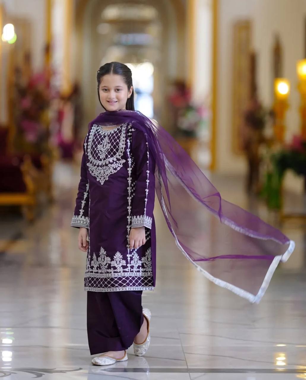 Elegant Crepe Silk Embroidered Suit Set
