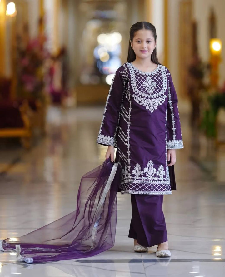 Elegant Crepe Silk Embroidered Suit Set