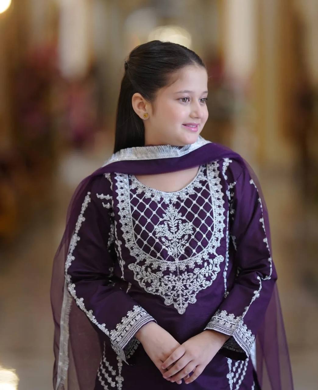 Elegant Crepe Silk Embroidered Suit Set