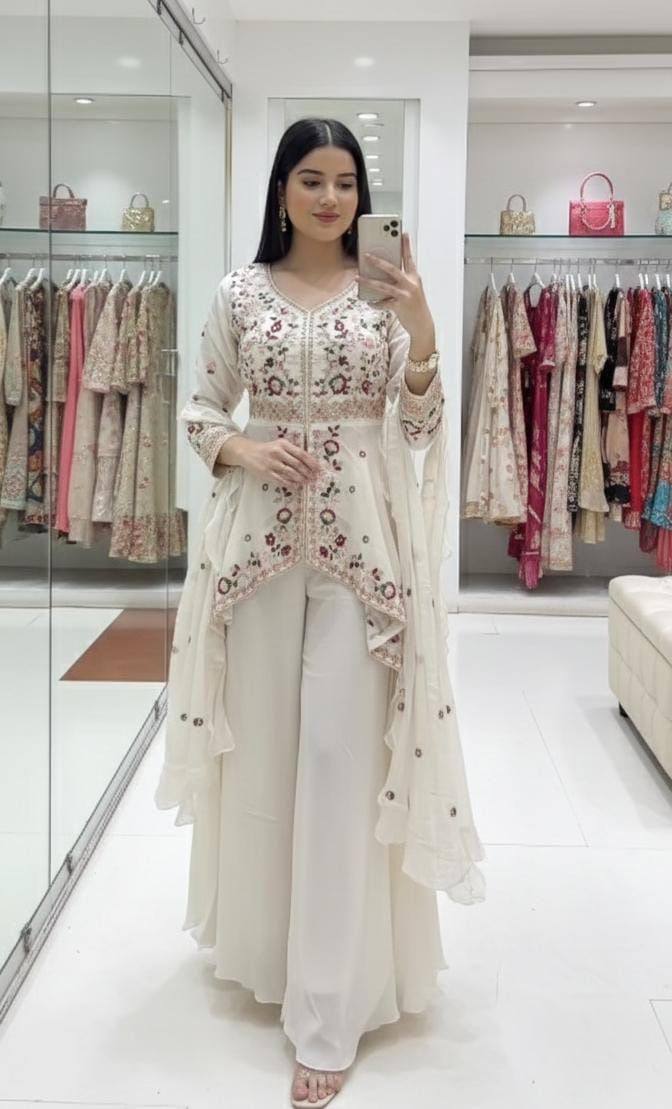 The Wedding Glow Sequence Embroidered Rangoli Silk Trio