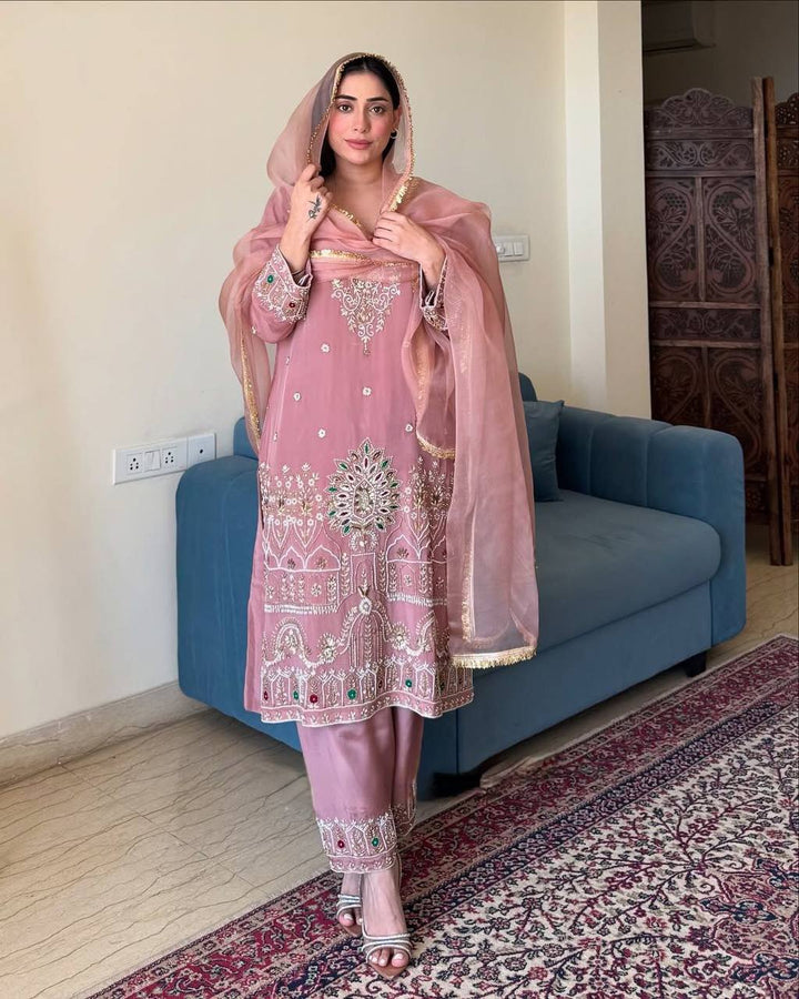 Exclusive French Crape Embroidered Suit Set