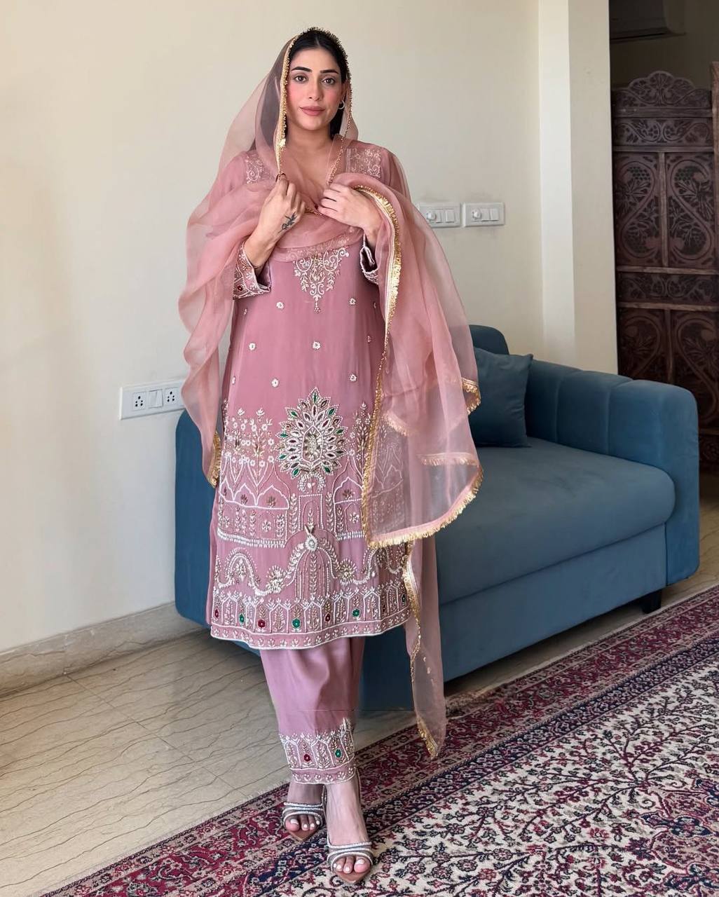Exclusive French Crape Embroidered Suit Set