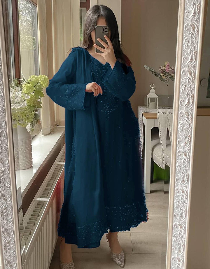 Premium Georgette Embroidered Kurti Set