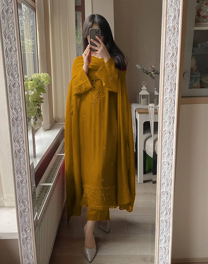 Premium Georgette Embroidered Kurti Set