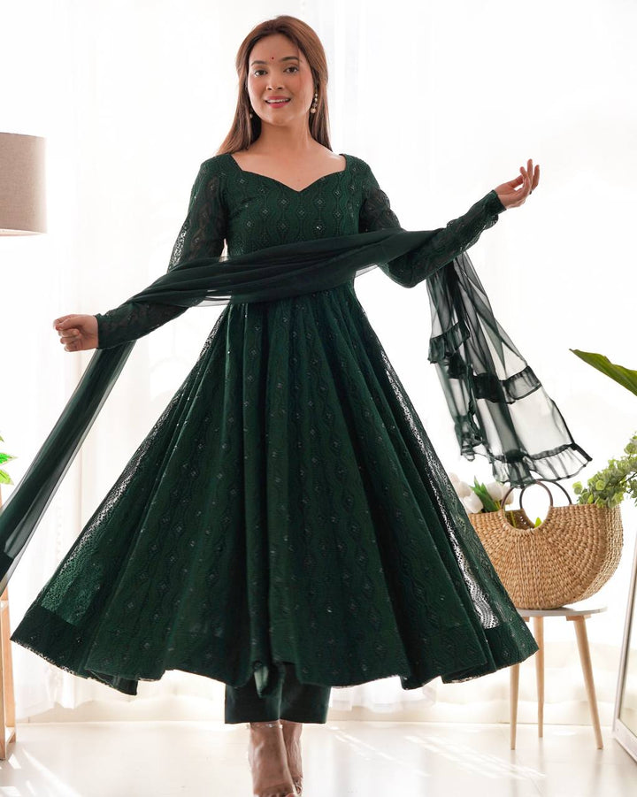 Launching this timeless and classic lukhnowi Georgette fabric Anarkali suit set
