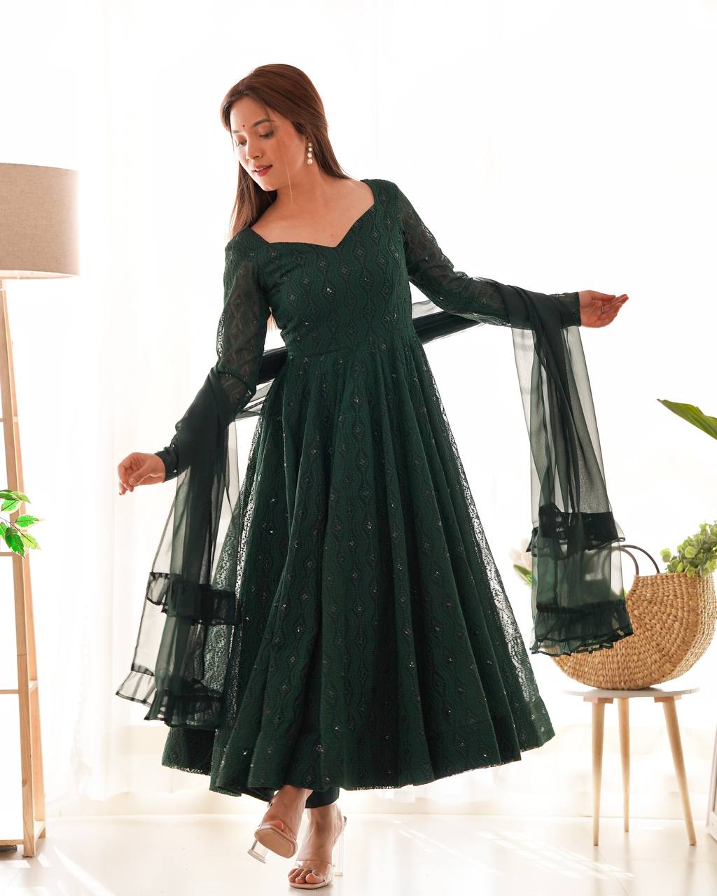 Launching this timeless and classic lukhnowi Georgette fabric Anarkali suit set
