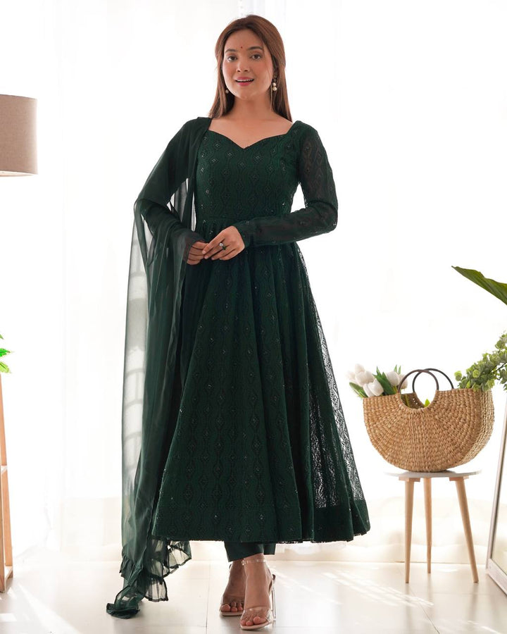 Launching this timeless and classic lukhnowi Georgette fabric Anarkali suit set