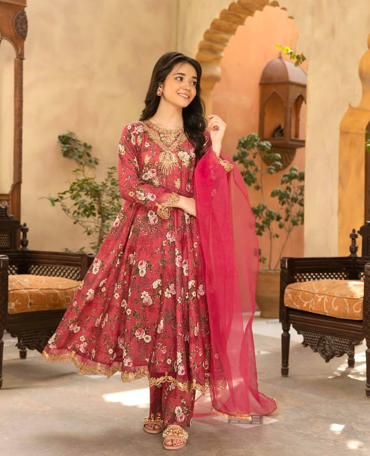 Heavy Fox Georgette Embroidered Gown Set