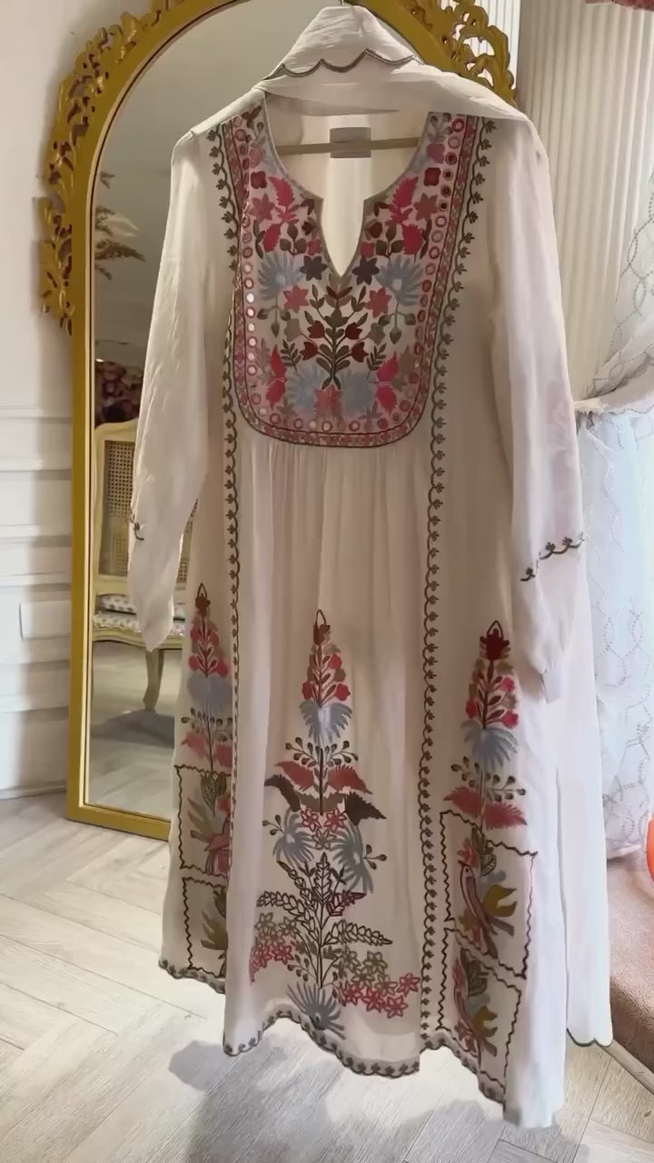Embroidered Kurta Set with Plazo & Dupatta :3 piece suit(top,bottom&dupatta)